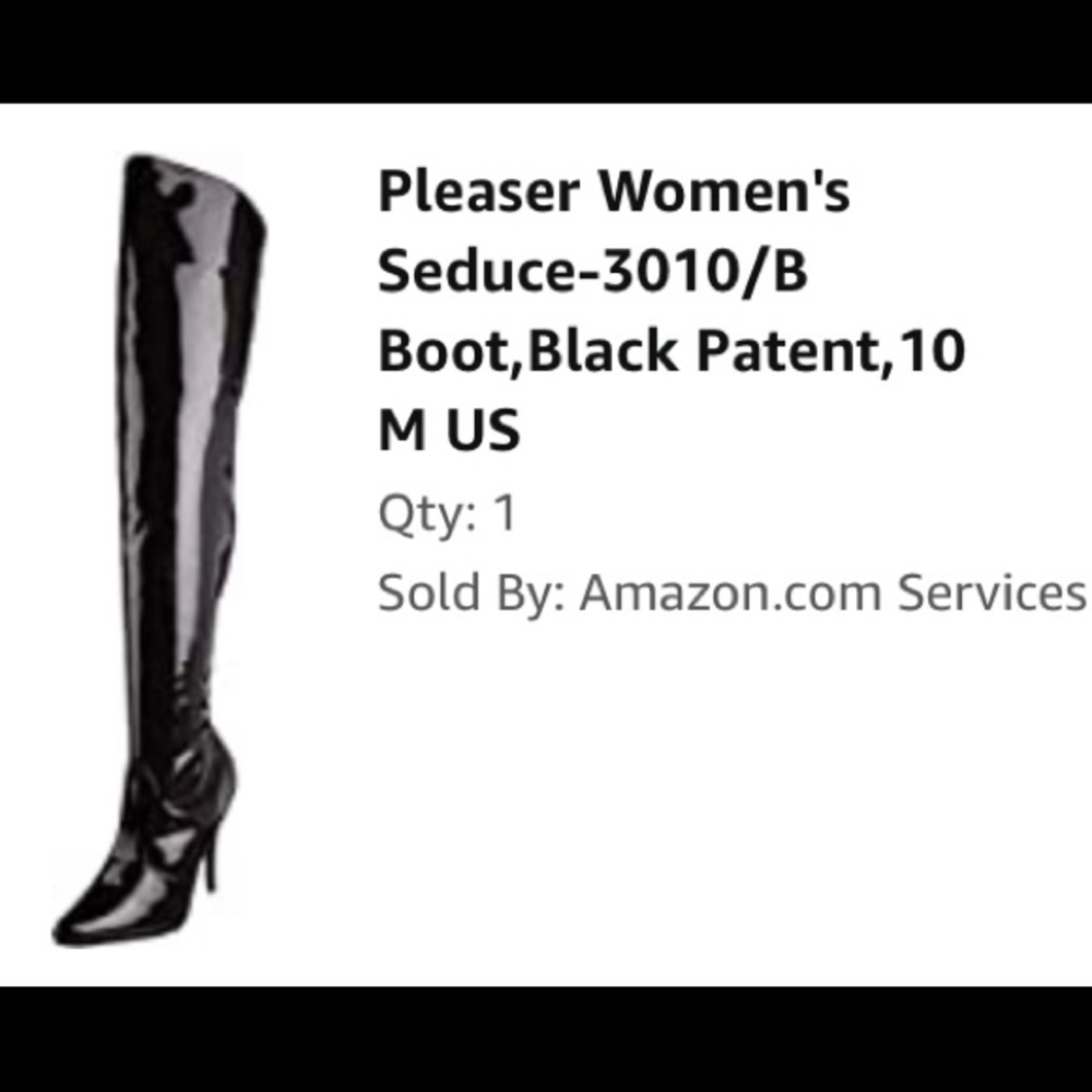 Black Patent Thigh High Boots - Pleaser (Size 10)